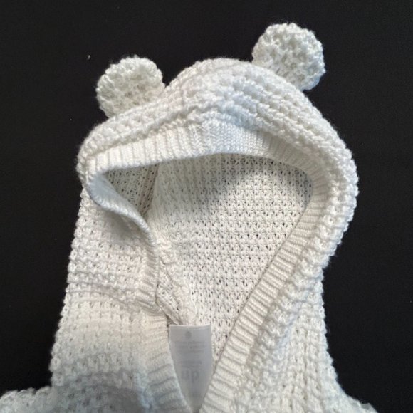 CARTERS NEWBORN KIDS' HOODIE TOP WITH EARS WHITE - Picture 3 of 5